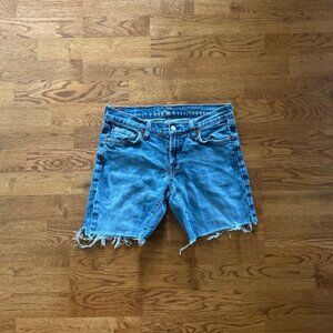 7 For All Mankind Jeans Shorts 28 Denim Low Rise Stretch Designer Blue Cut Off